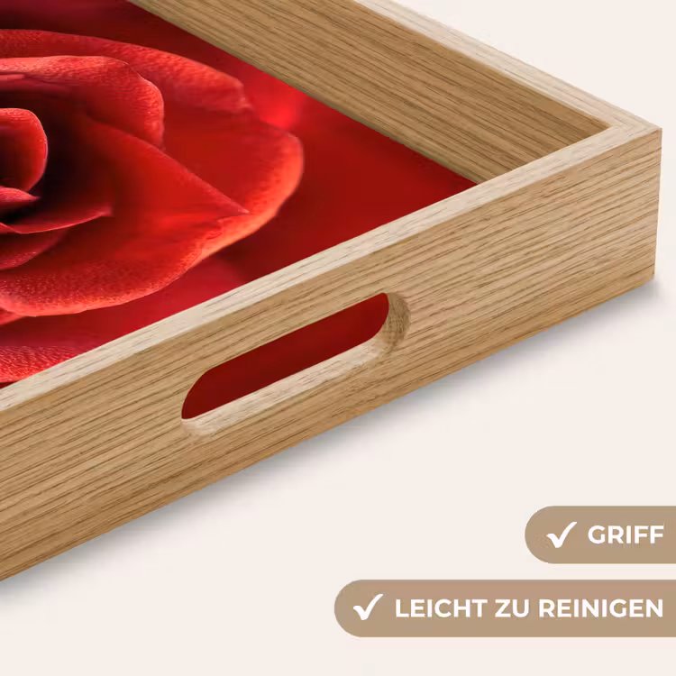 Rood - Roos - Romantisch Dienblad Rechthoek middel -USP_HandgreepDE