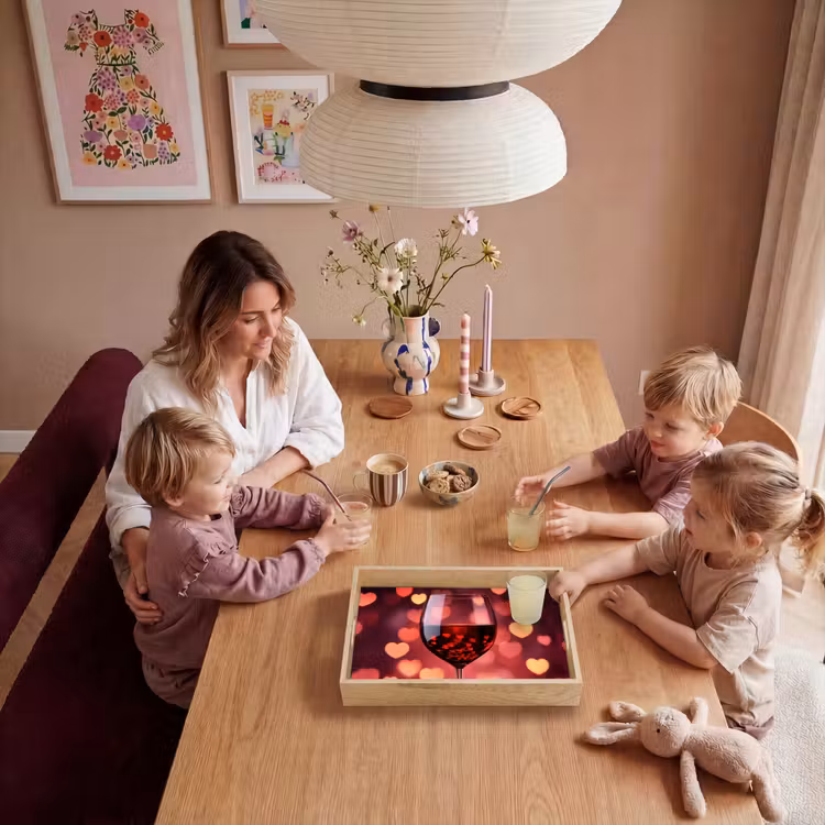 Rood - Wijn - Hartjes Dienblad Rechthoek middel -sfeer4