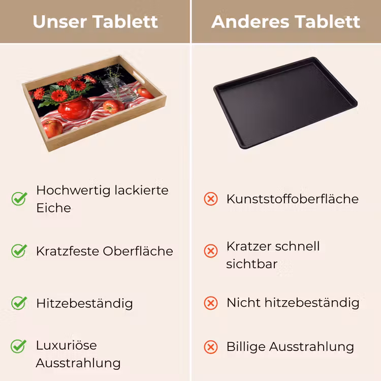 Tablett - Rote Blumen – Vase - Rode bloemen - Vaas Dienblad Rechthoek middel