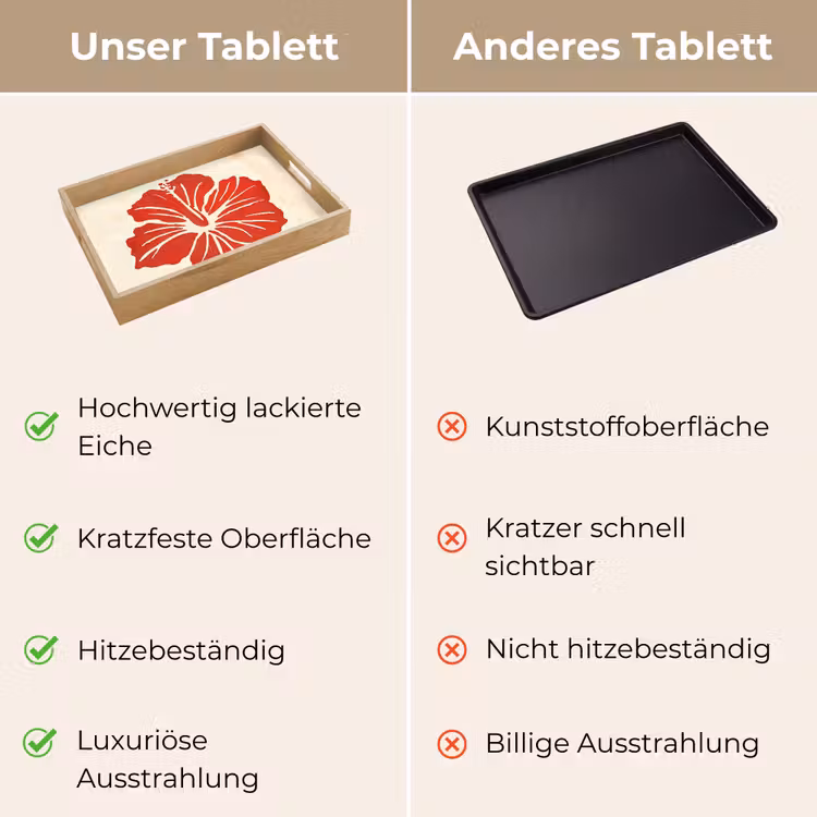 Rode hibiscusbloem - Textuur achtergrond - Beige Dienblad Rechthoek middel -USP_VergelijkingDE