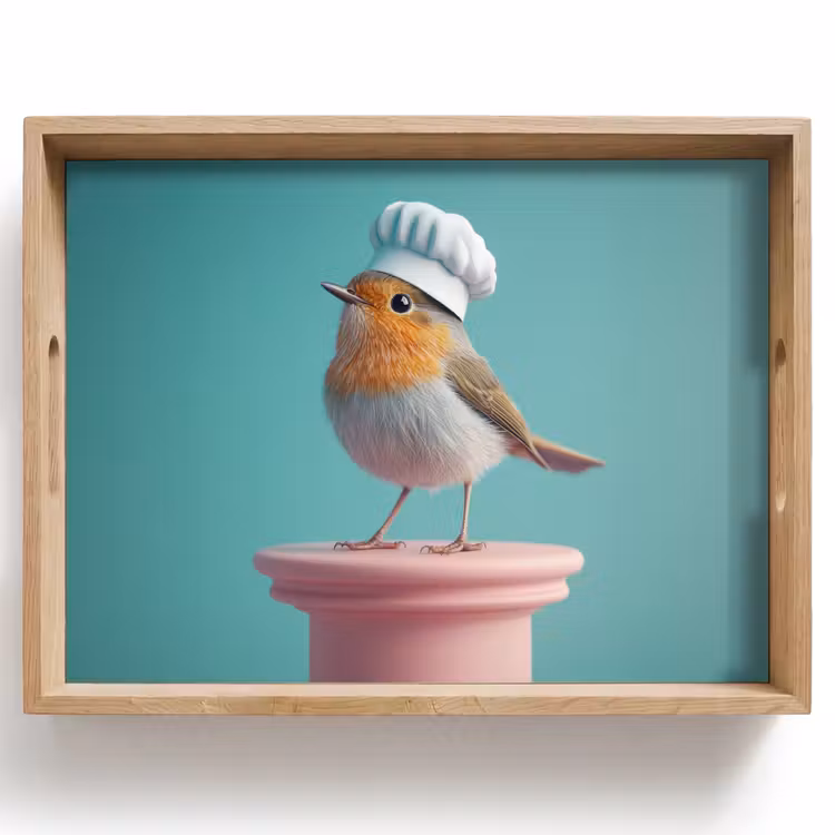 Roodborstje - Vogel - Koksmuts - Sokkel Dienblad Rechthoek middel -z3d_shopping