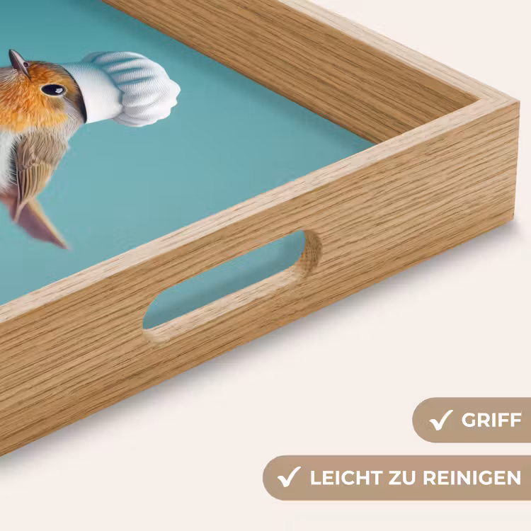 Roodborstje - Vogel - Koksmuts - Sokkel Dienblad Rechthoek middel -USP_HandgreepDE