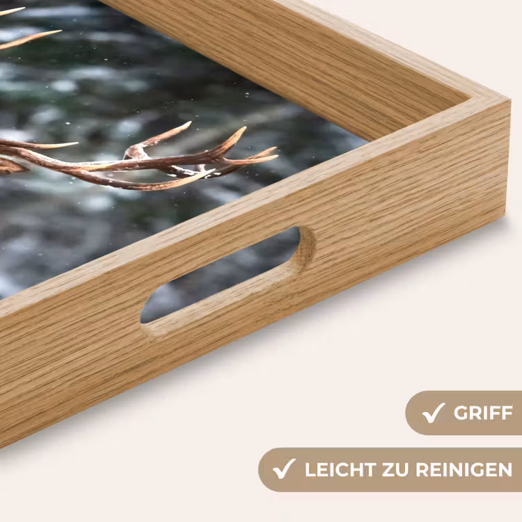 Hert - Winter - Sneeuw - Bos - Natuur - Dier Dienblad Rechthoek middel -USP_HandgreepDE