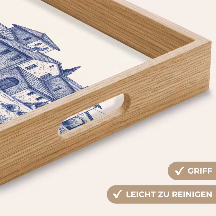 Rustiek - Landgoed - Blauw Dienblad Rechthoek middel -USP_HandgreepDE