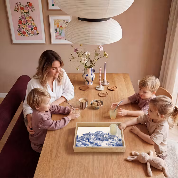 Rustiek - Landgoed - Blauw Dienblad Rechthoek middel -sfeer4
