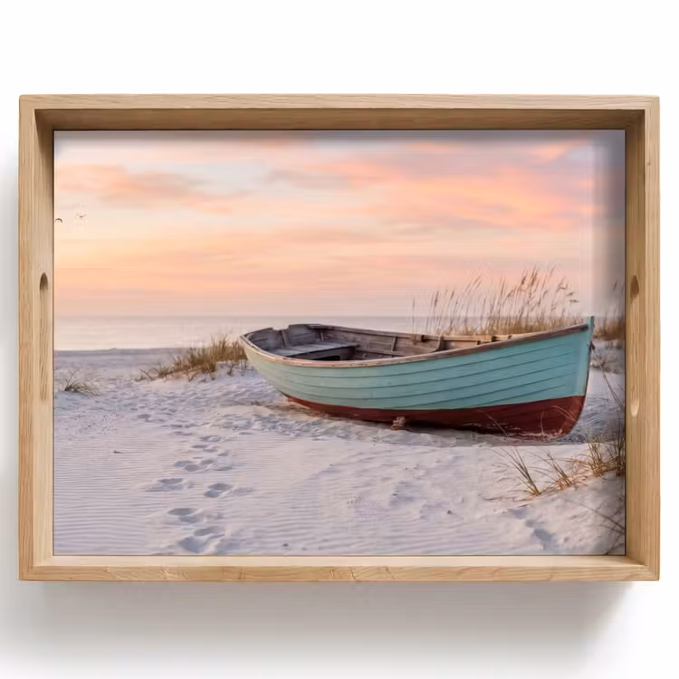 Rustiek - Roeiboot - Zandstrand Dienblad Rechthoek middel -z3d_shopping