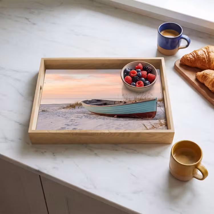 Rustiek - Roeiboot - Zandstrand Dienblad Rechthoek middel -sfeer2
