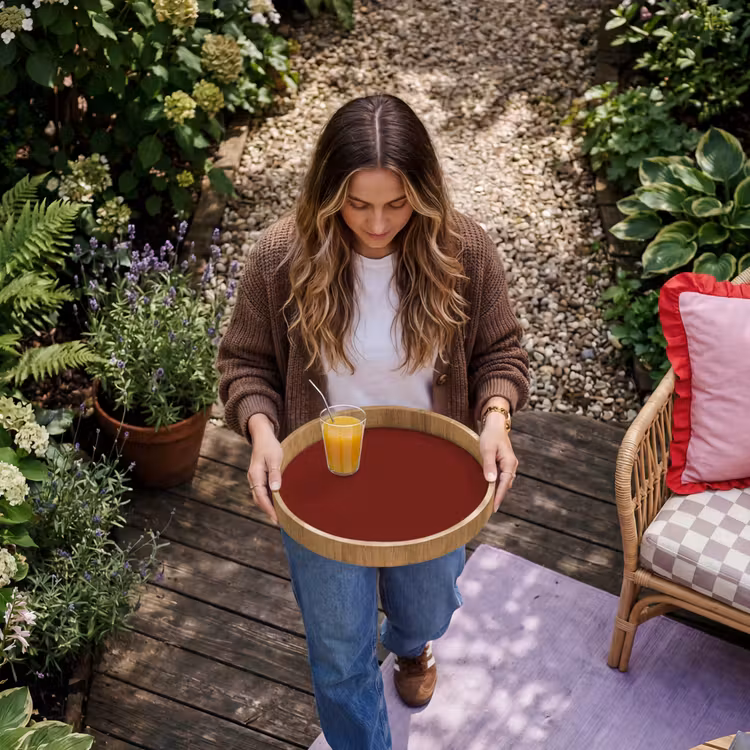 Rustic - Terracotta - Rood Dienblad Rond middel 914 -sfeer5