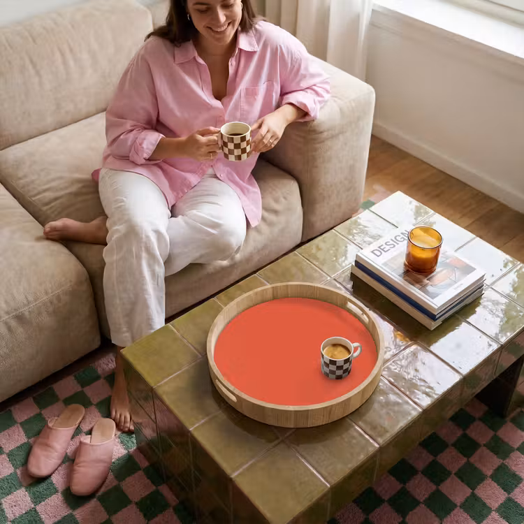 Rustic - Clay - Oranje Dienblad Rond middel 914 -sfeer3