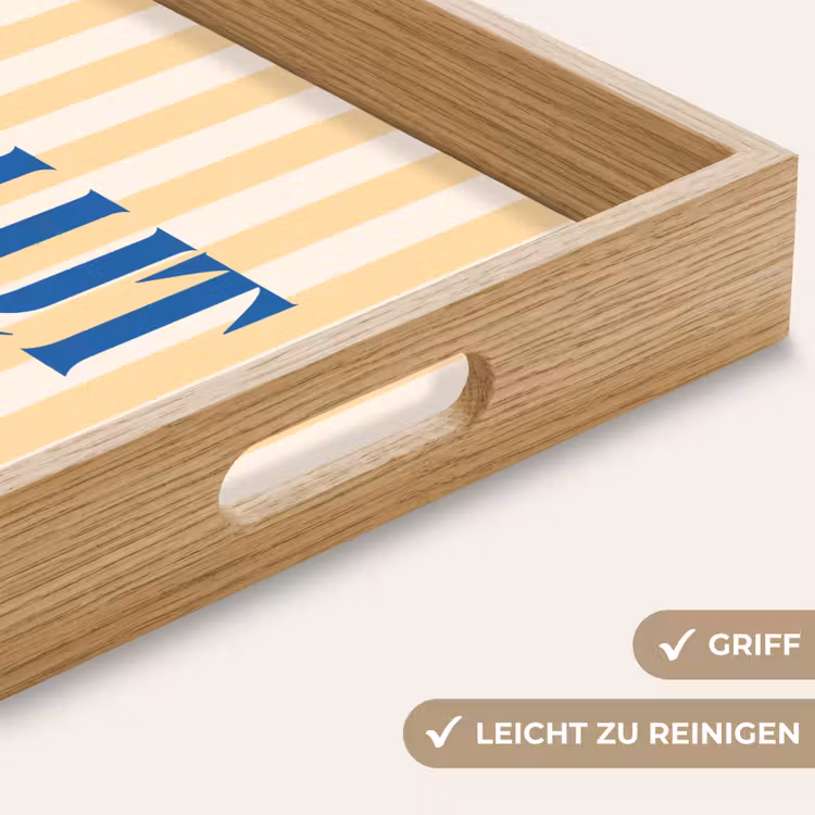 Salut - Quote - Strepen - Geel - Blauw - Wit Dienblad Rechthoek middel -USP_HandgreepDE