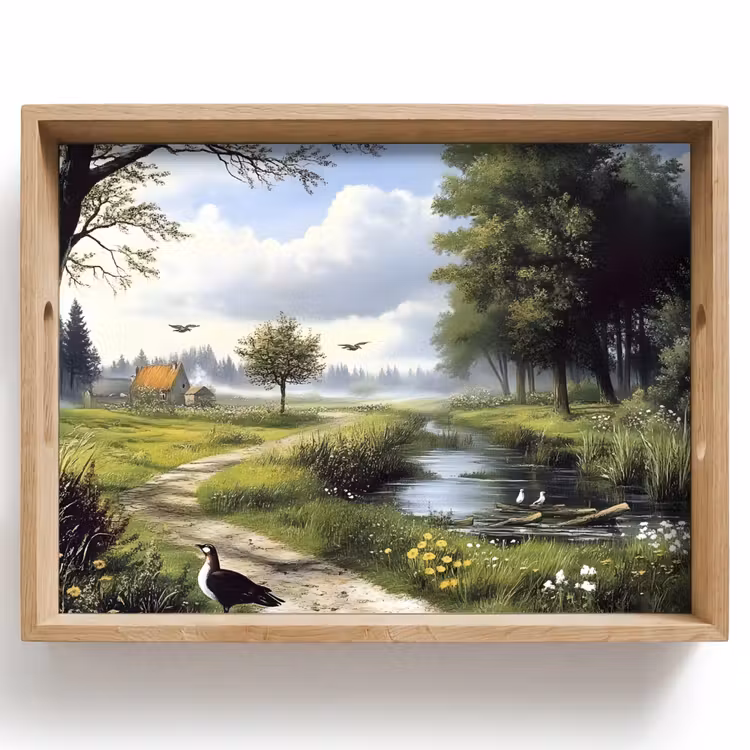 Zandpad - Groen landschap - Water Dienblad Rechthoek middel -z3d_shopping