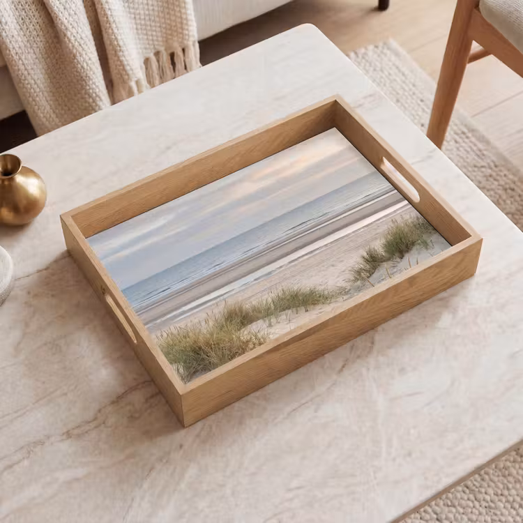 Zandstrand - Bewolkt - Duinen Dienblad Rechthoek middel -sfeer1