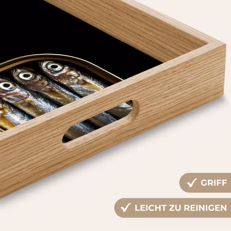 Sardines - Blik - Zwart - Vissen Dienblad Rechthoek middel -USP_HandgreepDE