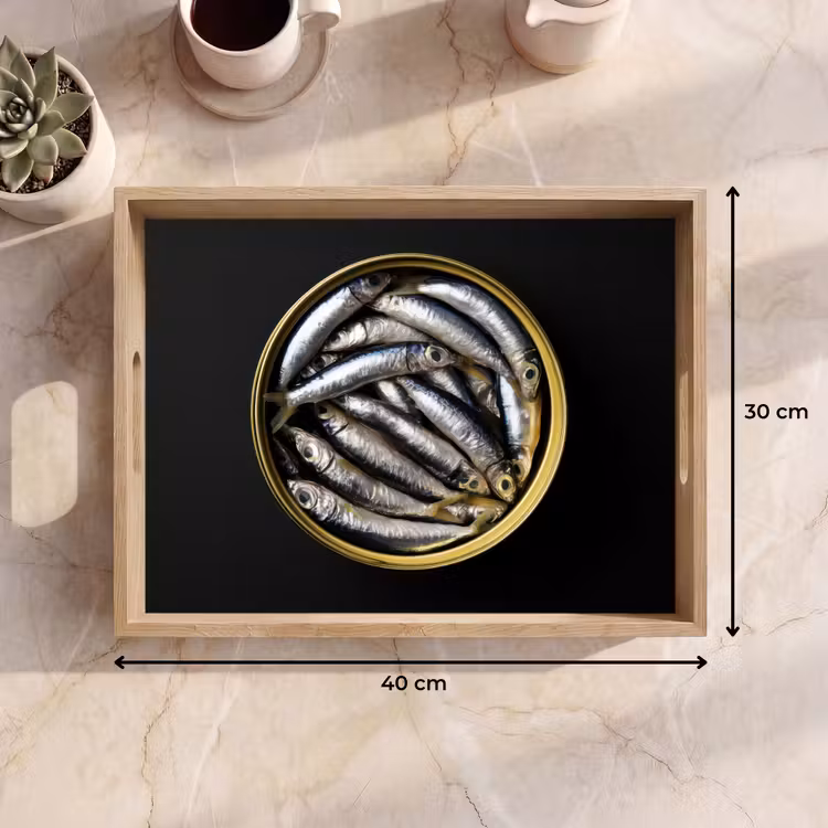 Sardines - Vissen - Rond - Zwart Dienblad Rechthoek middel -USP_Formaat