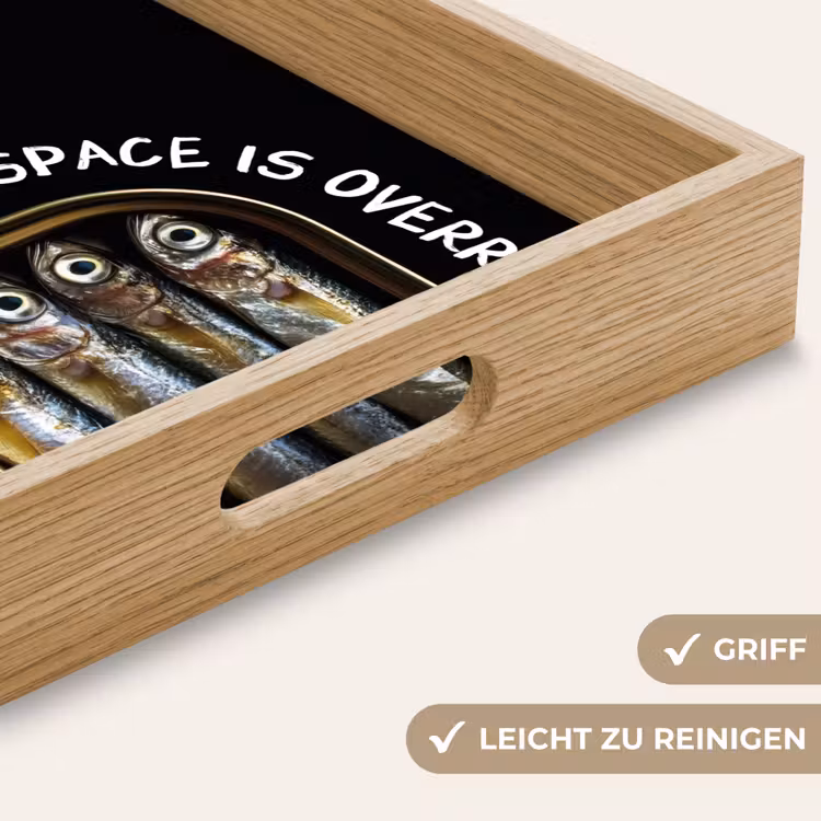 Sardines - Tekst - Vis - Blik Dienblad Rechthoek middel -USP_HandgreepDE