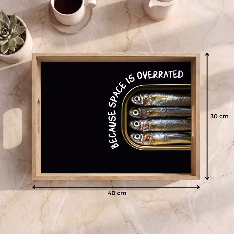 Sardines - Tekst - Vis - Blik Dienblad Rechthoek middel -USP_Formaat