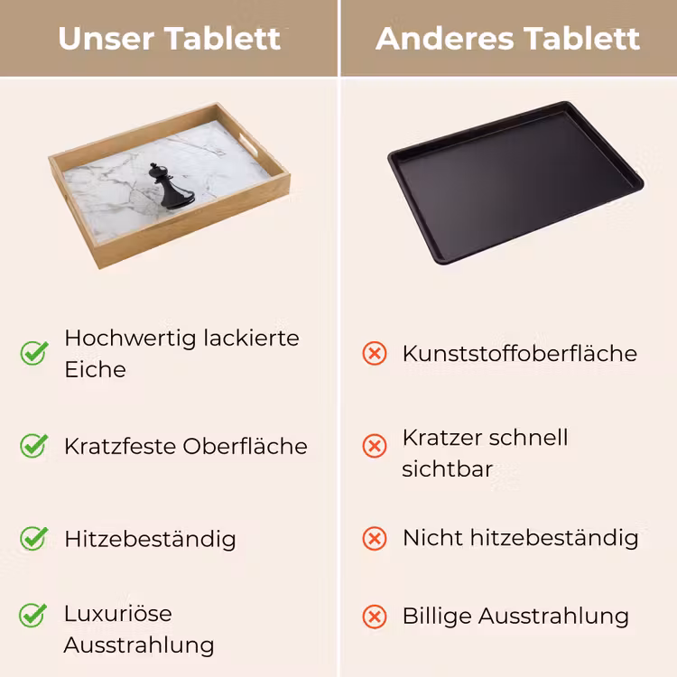 Schaakstuk - Loper - Zwart - Marmer Dienblad Rechthoek middel -USP_VergelijkingDE