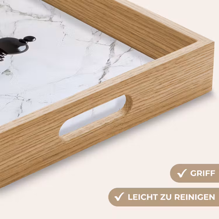 Schaakstuk - Loper - Zwart - Marmer Dienblad Rechthoek middel -USP_HandgreepDE