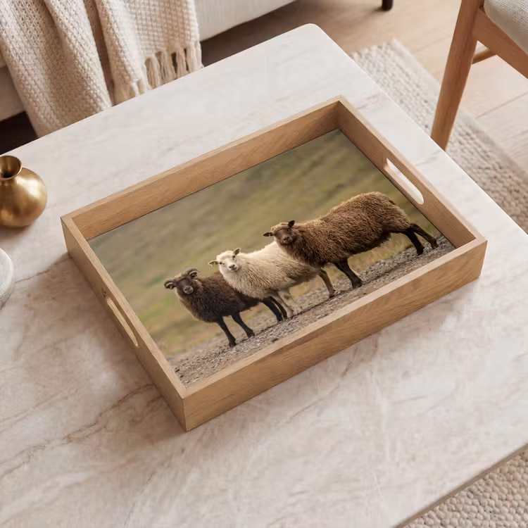 Schapen - Bruin - Wit - Grindpad Dienblad Rechthoek middel -sfeer1