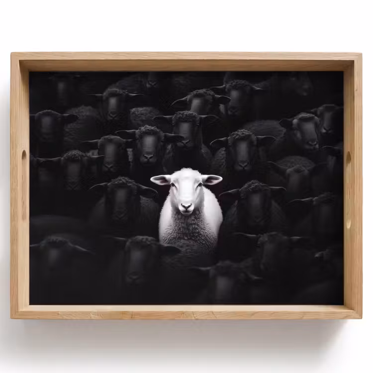 Schapen - Wit - Duisternis Dienblad Rechthoek middel -z3d_shopping