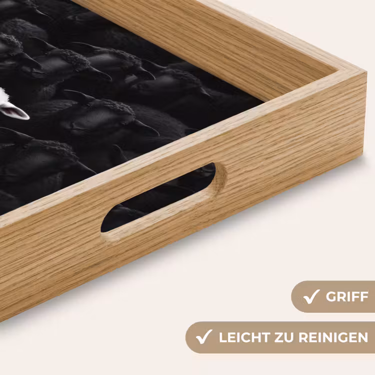 Schapen - Wit - Duisternis Dienblad Rechthoek middel -USP_HandgreepDE