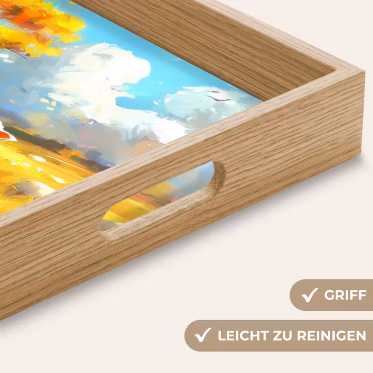 Schaap - Weide - Bloemen Dienblad Rechthoek middel -USP_HandgreepDE