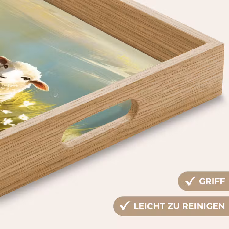 Schaap - Weide - Groen Dienblad Rechthoek middel -USP_HandgreepDE