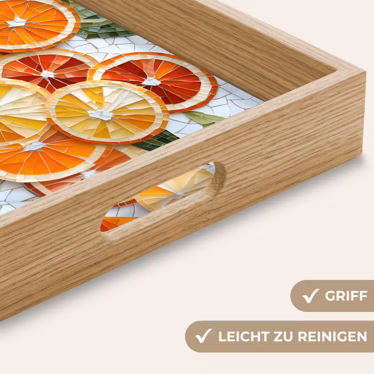 Schijfjes - Fruit - Oranje - Mozaïek Dienblad Rechthoek middel -USP_HandgreepDE