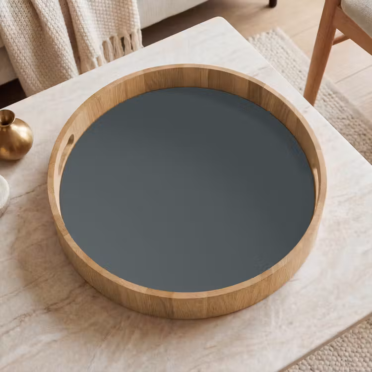 Slate - Millstone - Grijs Dienblad Rond middel 914 -sfeer1