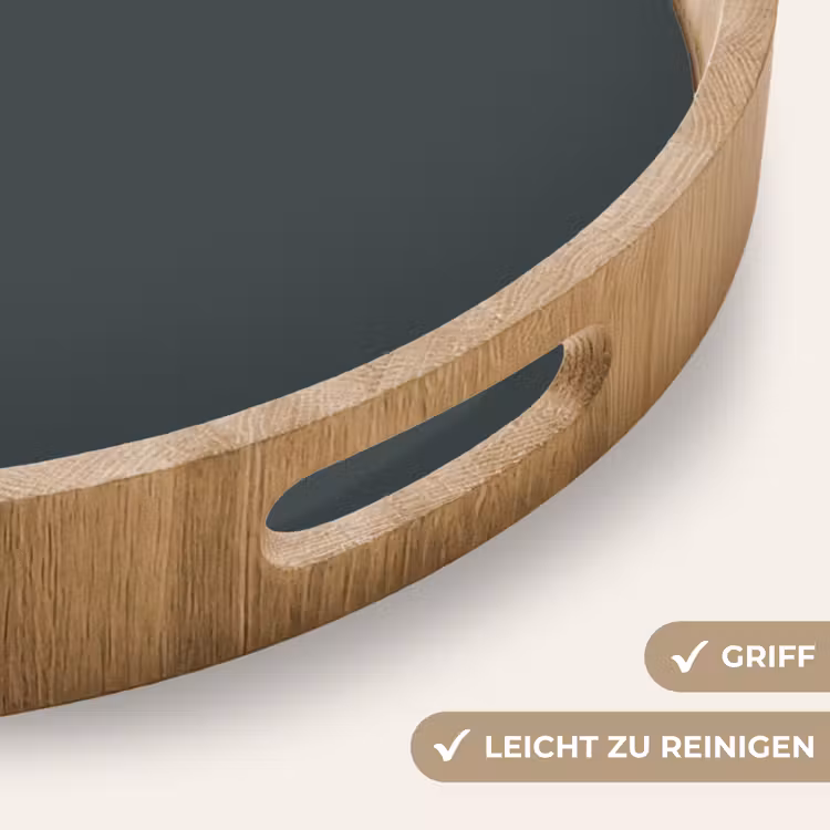 Slate - Millstone - Grijs Dienblad Rond middel 914 -USP_HandgreepDE