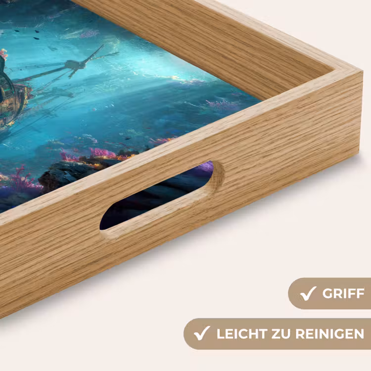 Schip - Hout - Koraalriffen - Zonlicht Dienblad Rechthoek middel -USP_HandgreepDE