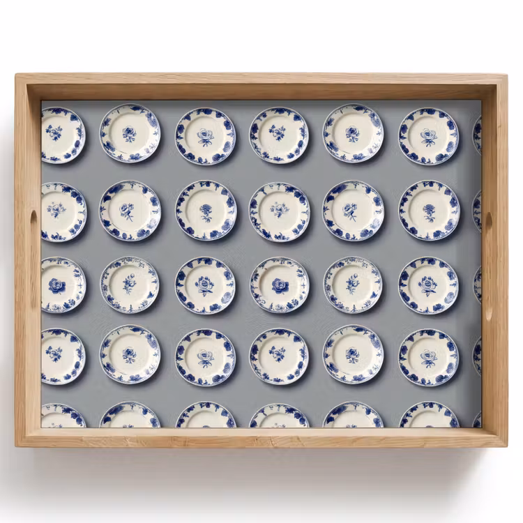 Borden - Bloemen - Blauw - Wit Dienblad Rechthoek middel 911 -z3d_shopping