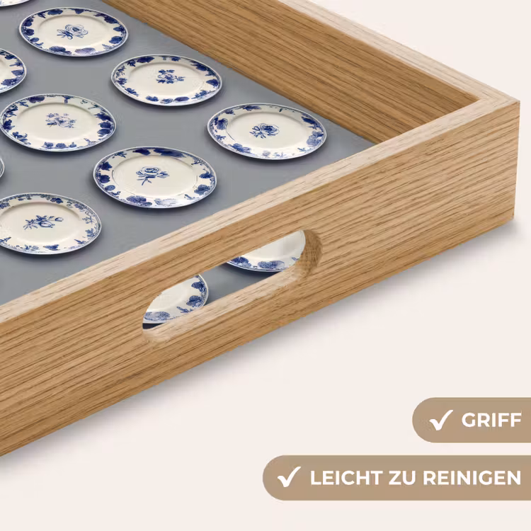 Borden - Bloemen - Blauw - Wit Dienblad Rechthoek middel 911 -USP_HandgreepDE