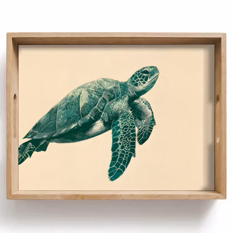 Schildpad - Sierlijk - Groen - Schild Dienblad Rechthoek middel -z3d_shopping