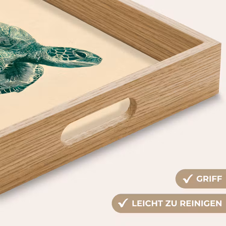 Schildpad - Sierlijk - Groen - Schild Dienblad Rechthoek middel -USP_HandgreepDE