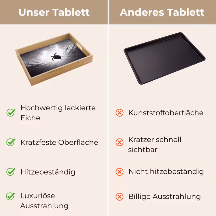 Schildpad - Onderwater - Lichtstralen - Oceaan - Zwart-wit Dienblad Rechthoek middel -USP_VergelijkingDE