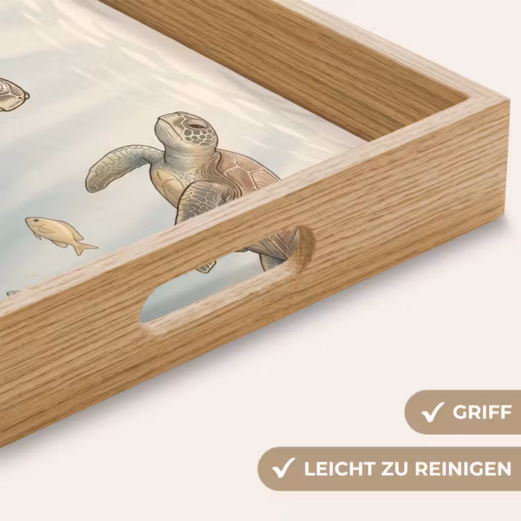 Schildpad - Onderwater - Natuur - Illustratie Dienblad Rechthoek middel -USP_HandgreepDE
