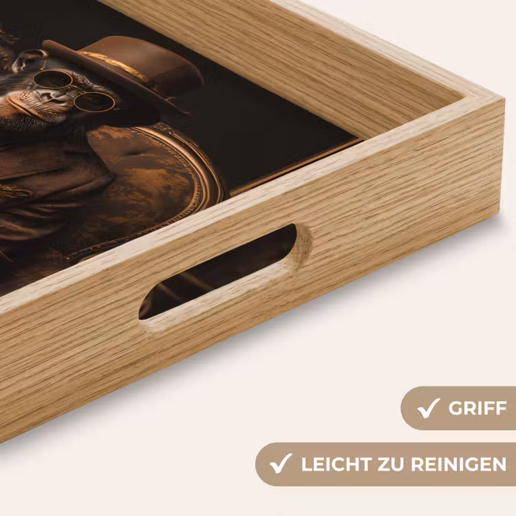 Chimpansee - Stoel - Pak - Bruin Dienblad Rechthoek middel -USP_HandgreepDE