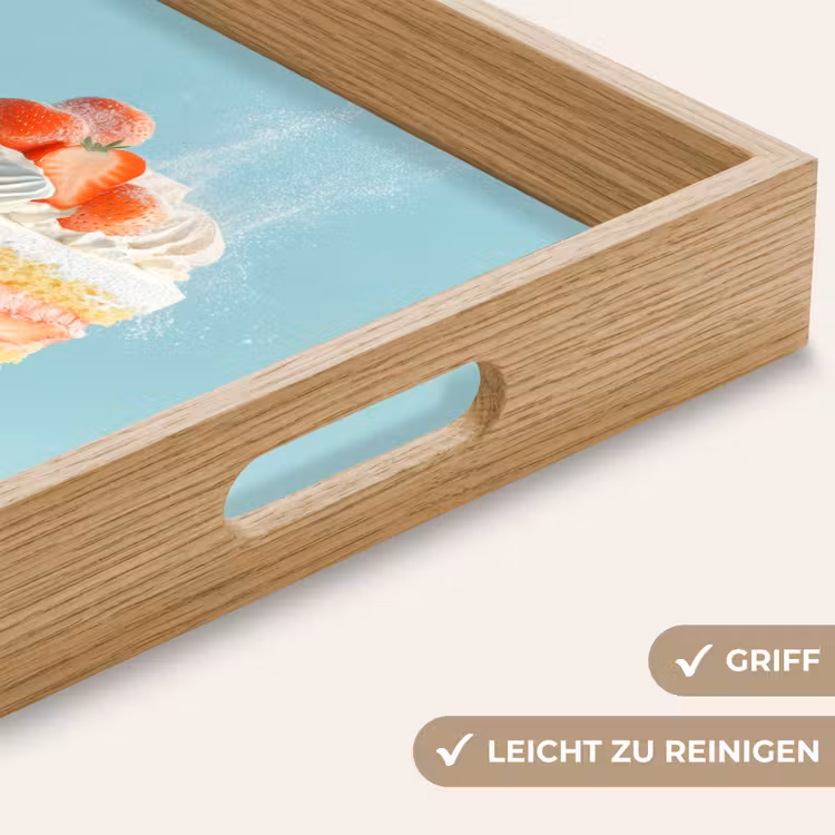 Slagroom - Taart - Blauw - Eten Dienblad Rechthoek middel -USP_HandgreepDE