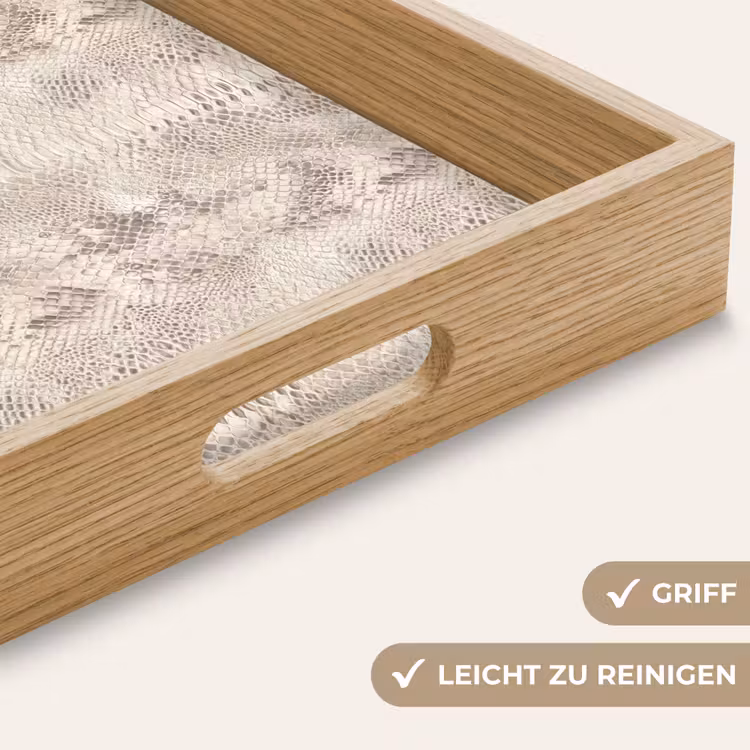 Slang - Patroon - Beige Dienblad Rechthoek middel 911 -USP_HandgreepDE