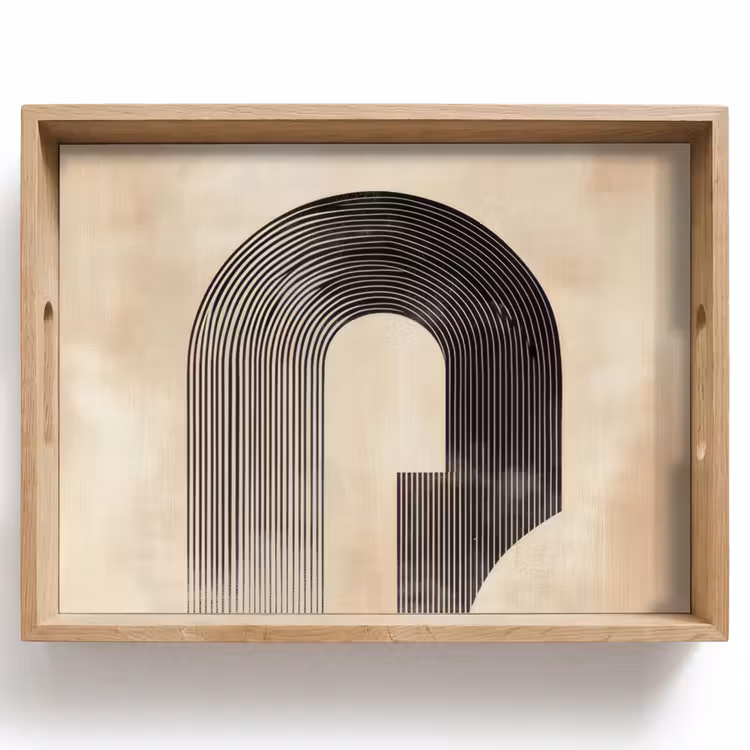 Boog - Strepen - Minimalistisch - Zwart Dienblad Rechthoek middel -z3d_shopping