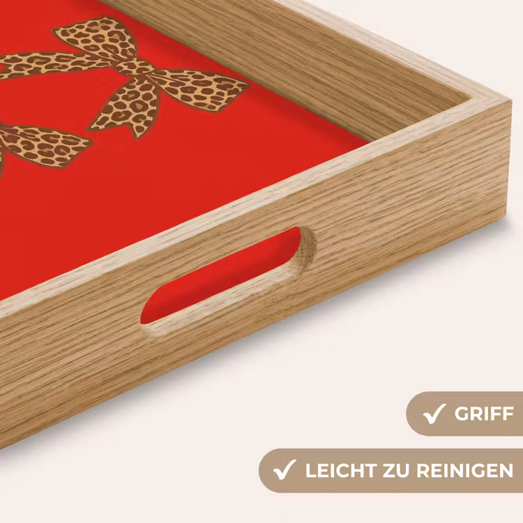 Strikken - Panterprint - Rood Dienblad Rechthoek middel -USP_HandgreepDE
