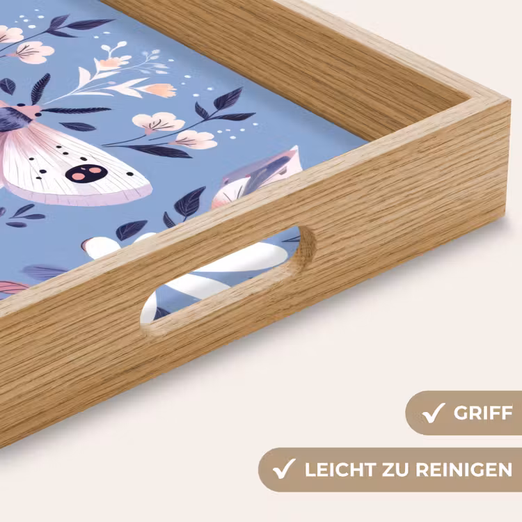 Vlinder - Vleugels - Stippen - Bloemen Dienblad Rechthoek middel -USP_HandgreepDE