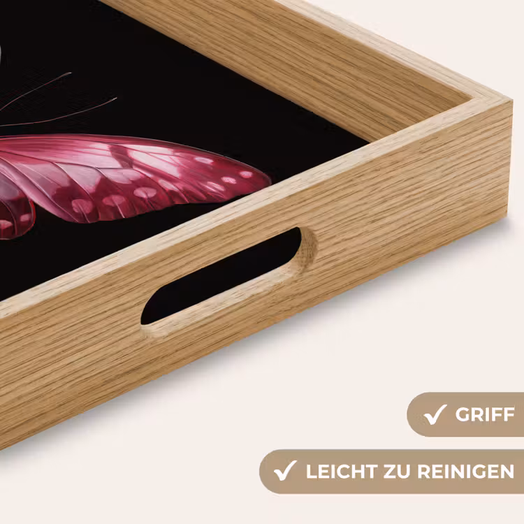 Vlinder - Fuchsia - Grafisch Dienblad Rechthoek middel -USP_HandgreepDE