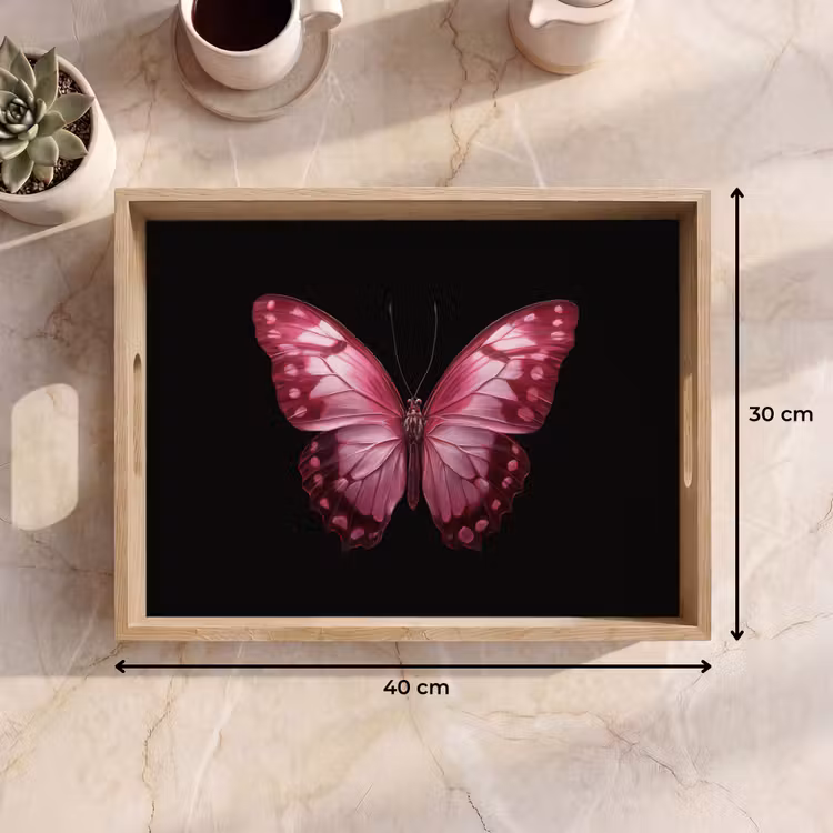 Vlinder - Fuchsia - Grafisch Dienblad Rechthoek middel -USP_Formaat