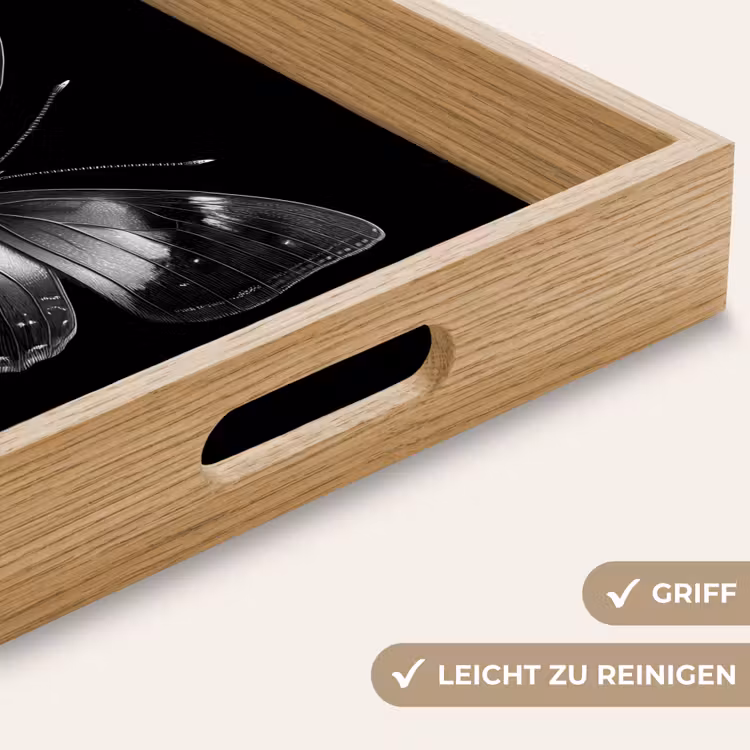 Vlinder - Grijs - Mysterieus Dienblad Rechthoek middel -USP_HandgreepDE