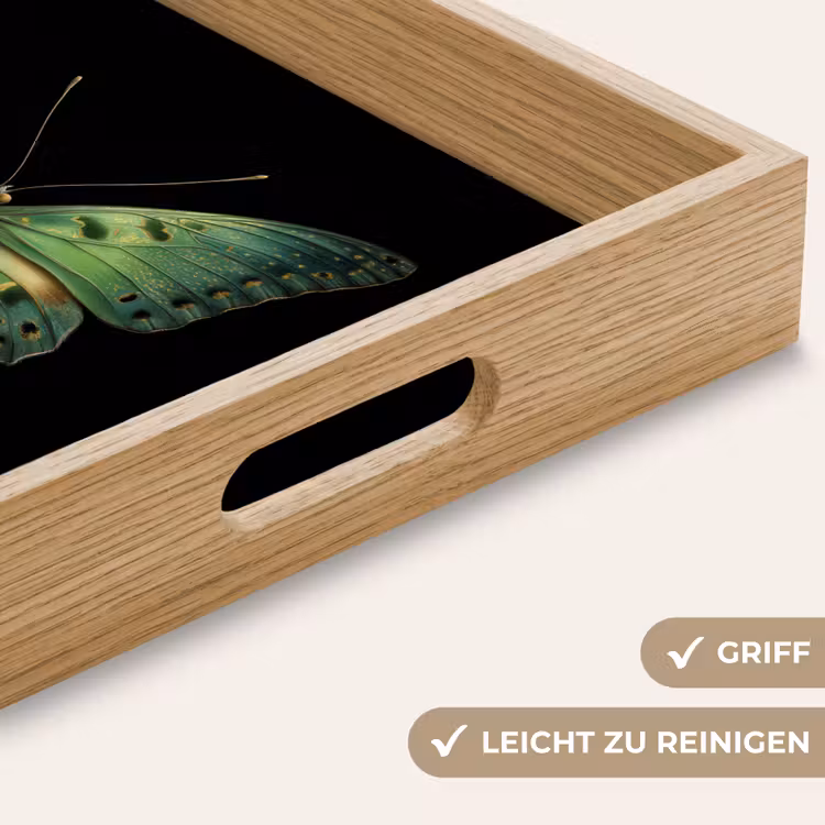 Vlinder - Groen - Diepte Dienblad Rechthoek middel -USP_HandgreepDE