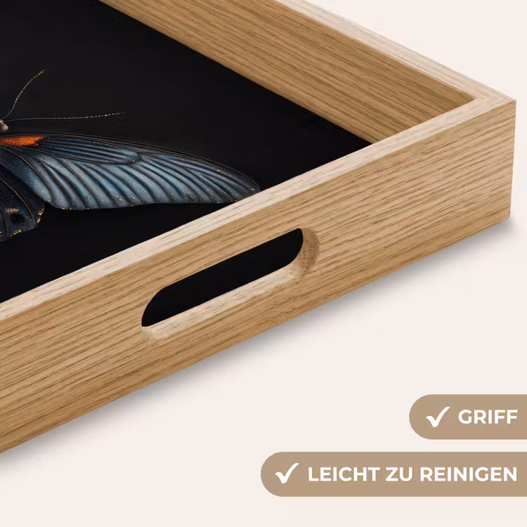 Vlinder - Metaalachtig - Geometrisch patroon Dienblad Rechthoek middel -USP_HandgreepDE