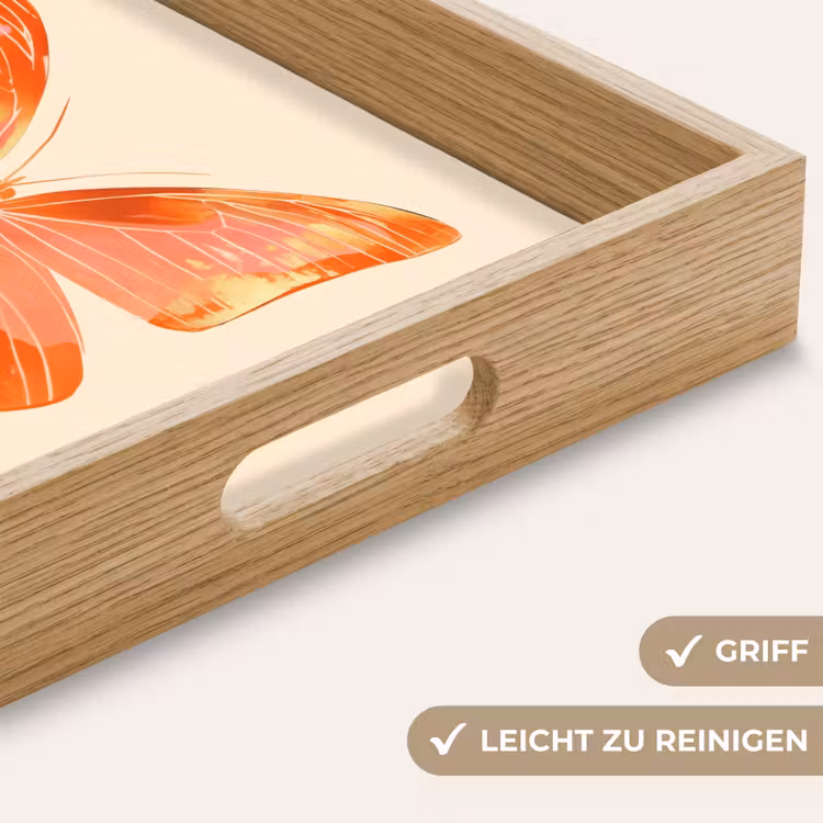 Vlinder - Minimalistisch - Roze Dienblad Rechthoek middel -USP_HandgreepDE