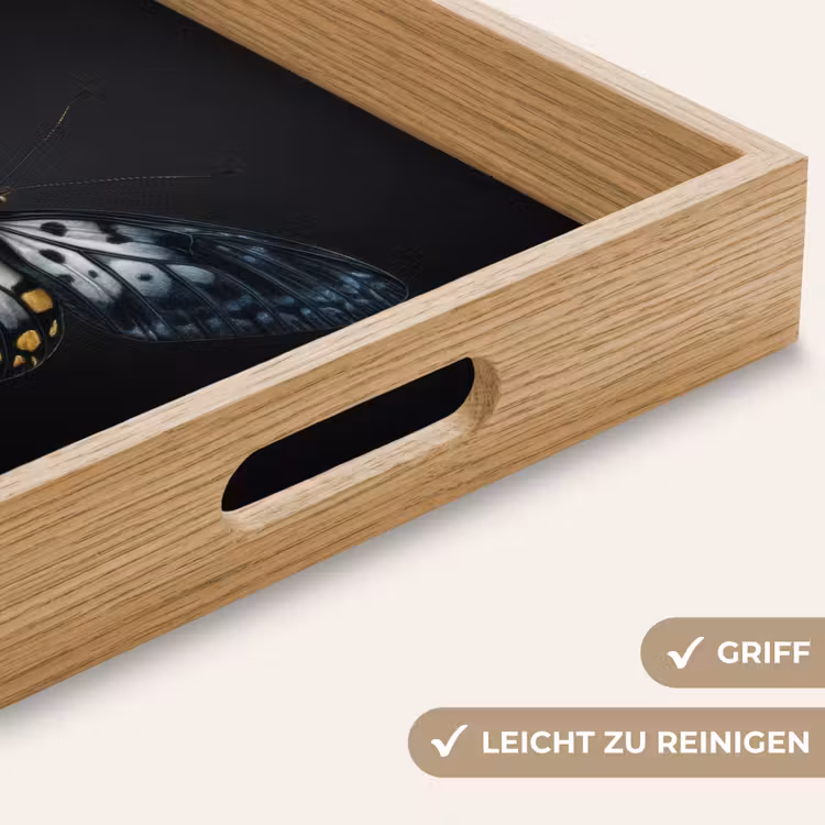 Vlinder - Monochroom - Balans Dienblad Rechthoek middel -USP_HandgreepDE